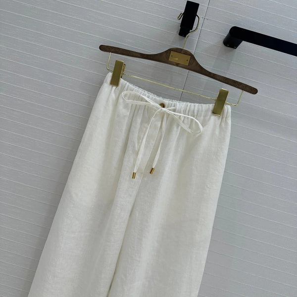LP STRAIGHT-LEG LINEN PANTS IN WHITE