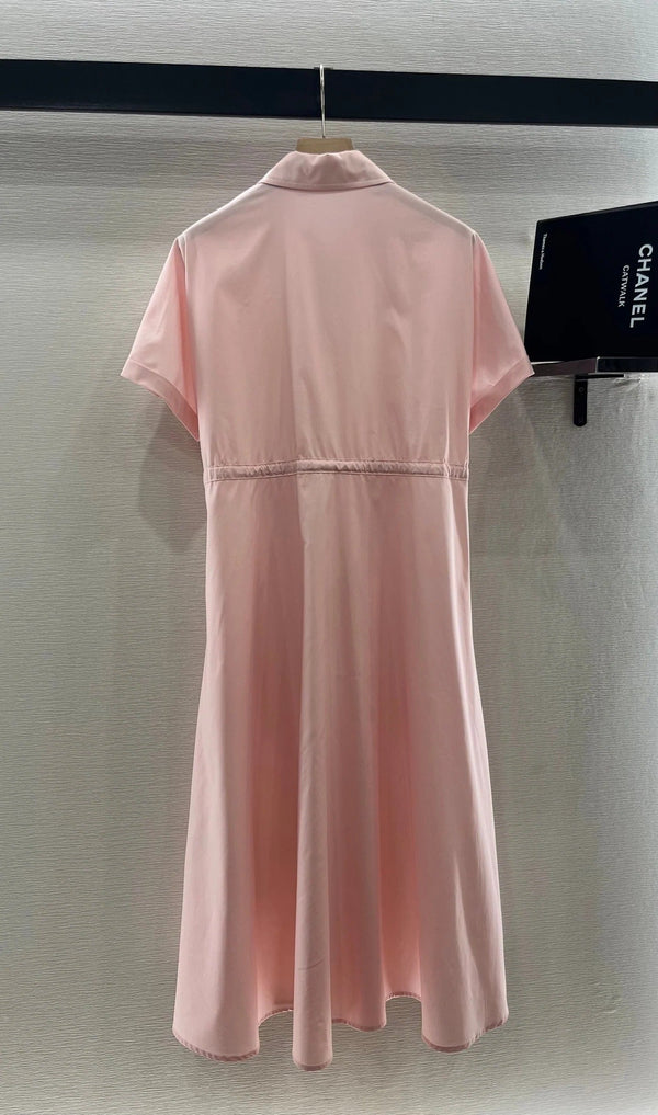 MIUMIU LIGHT PINK DRESS WITH DRAWSTRING WAIST