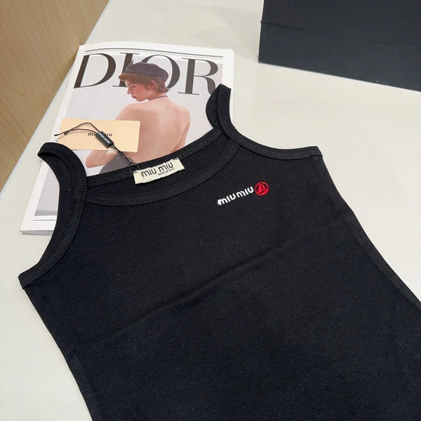 CAMISOLE 613779 IN BLACK COTTON RIBBED