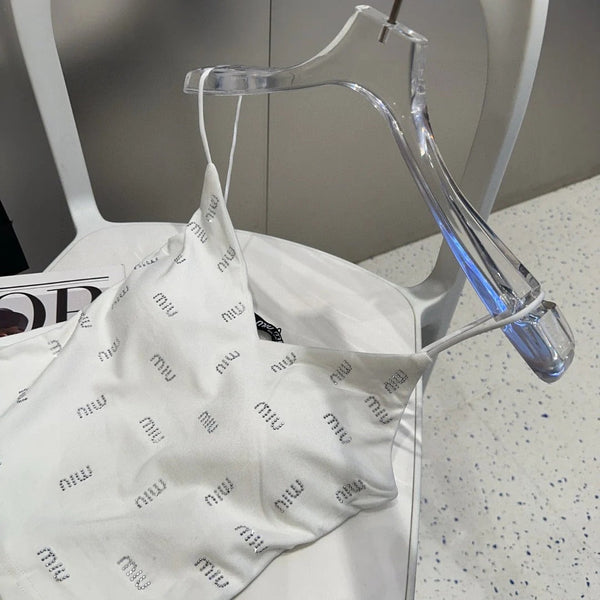 CAMI TOP 640628 IN WHITE COTTON RIBBED KNIT