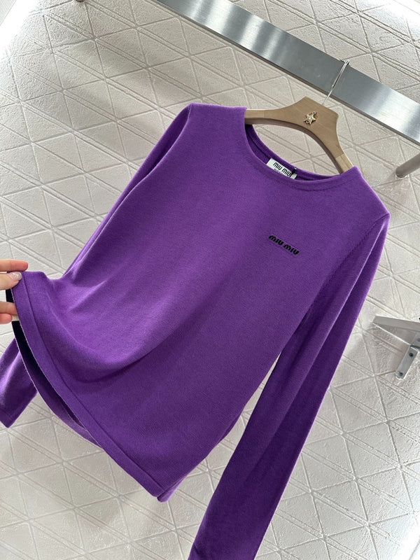 MIU 25S TEXT LOGO KNIT TOP 265531