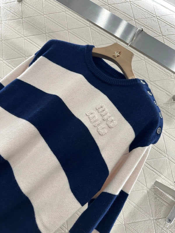 MIUMIU STRIPED CREW NECK SWEATER 276678
