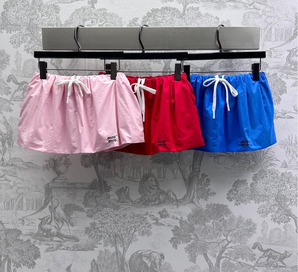 MIUMIU PLEATED DRAWSTRING MINI SKIRT 267800