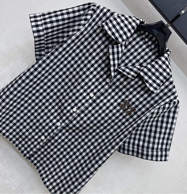 MIU 25S SHORT SLEEVE PLAID SHIRT 264708