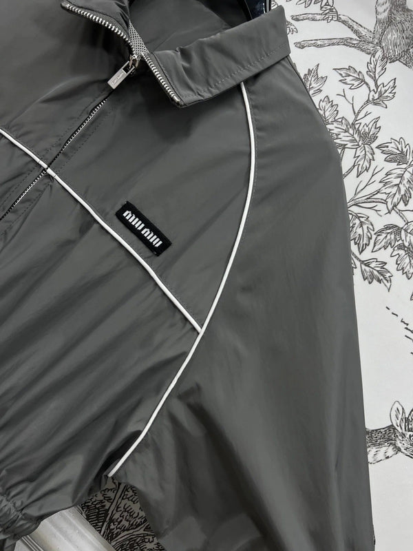 MIU 25S HOODED JACKET GREY IN NYLON 263119