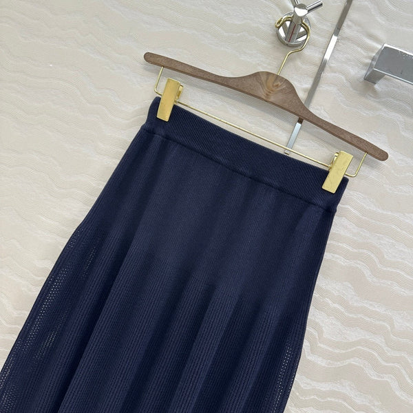 LP NAVY BLUE KNIT MIDI SKIRT