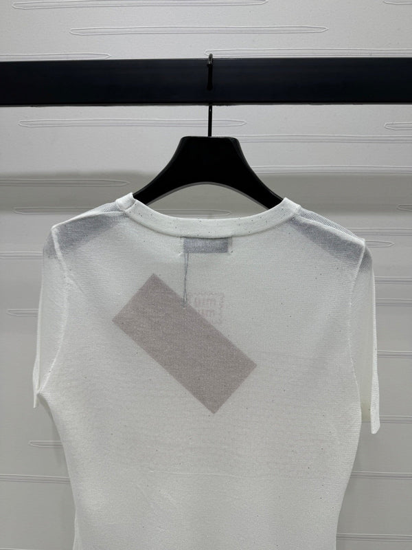 MIUMIU SHORT-SLEEVE EMBROIDERED LOGO T-SHIRT 269462