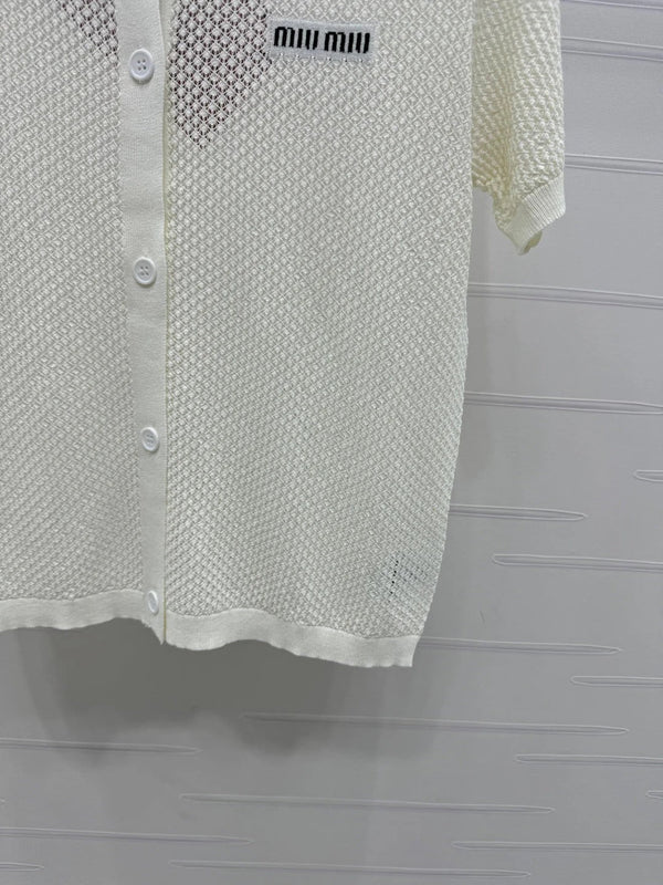 MIU 25S SHORT SLEEVE ROUND NECK CARDIGAN 264268