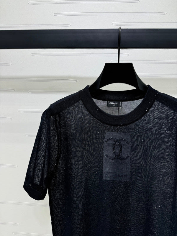 CHANEL CREW NECK SHORT-SLEEVE KNIT TOP 274965