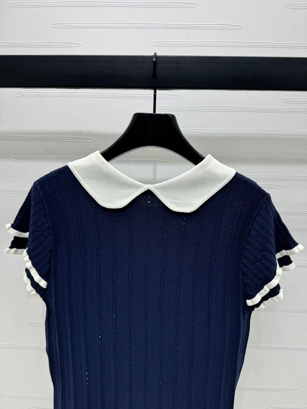 MIUMIU SHORT-SLEEVE PETER PAN COLLAR TOP 274827