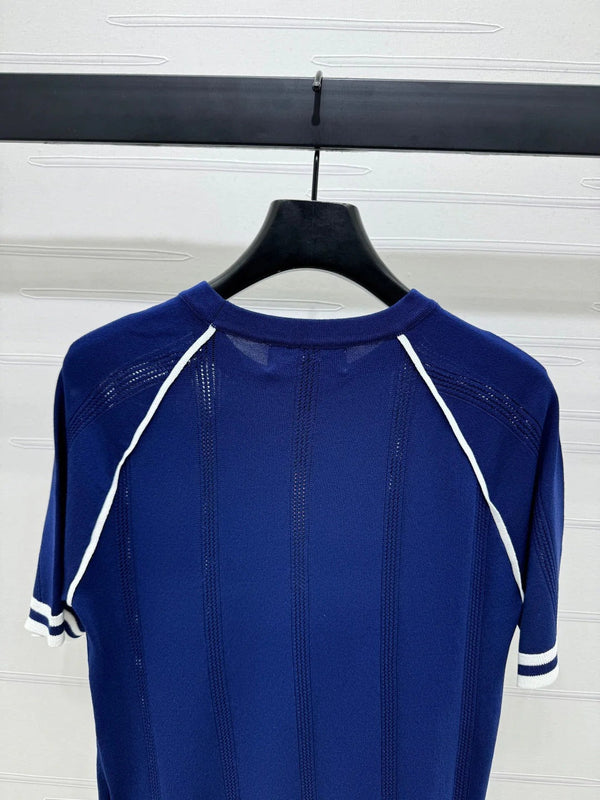 MIU 25S RAGLAN CREW NECK STRIPED KNIT SWEATER 264106