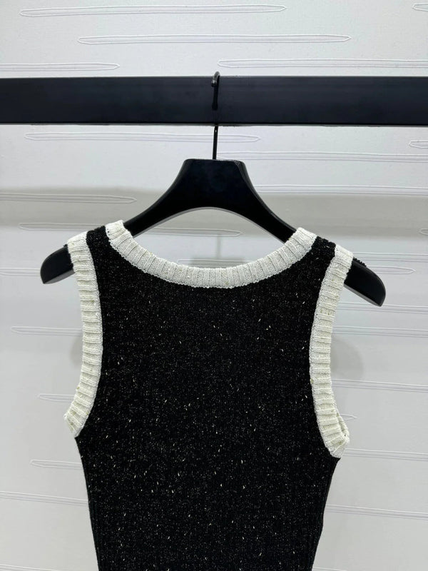 CHANEL ROUND-NECK SEQUIN KNIT VEST 274865