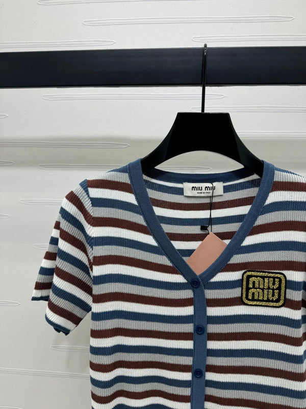 MIUMIU SHORT-SLEEVE KNIT CARDIGAN 274943