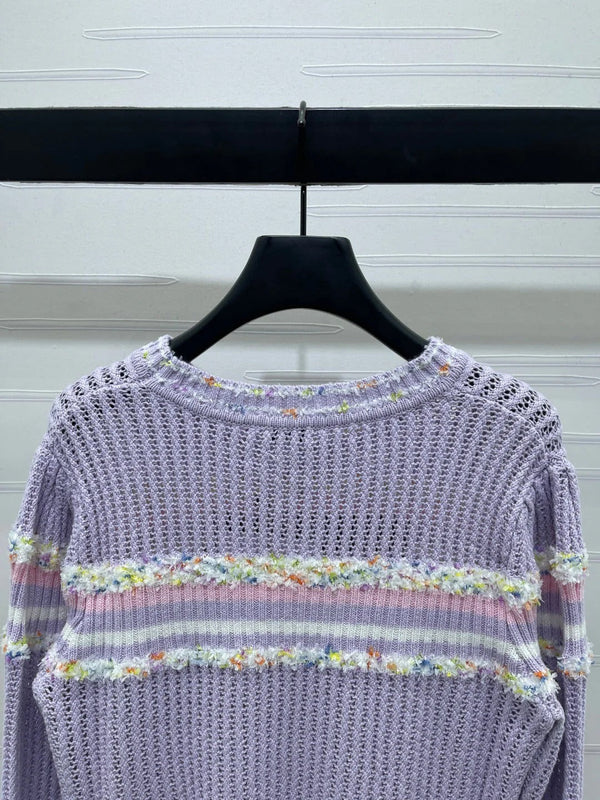 CHANEL 25S LONG SLEEVE OPEN-KNIT SWEATER STYLE 163