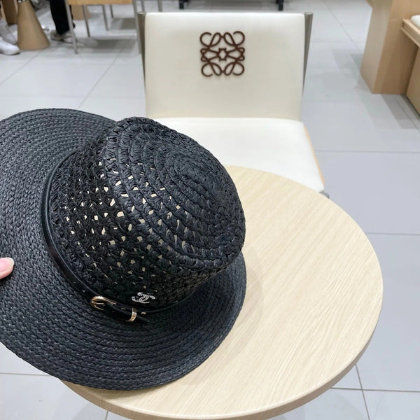 STRAW HAT OPEN WEAVE BLACK 674077