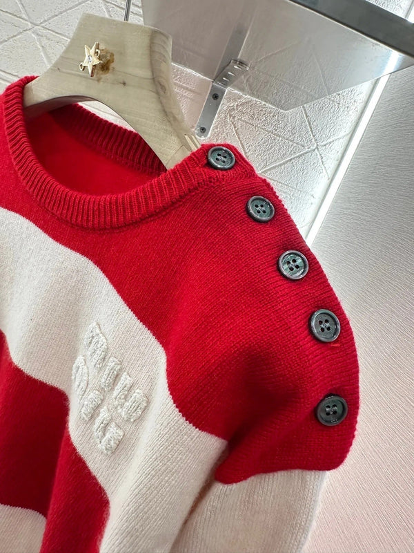MIUMIU STRIPED CREW NECK SWEATER 276681
