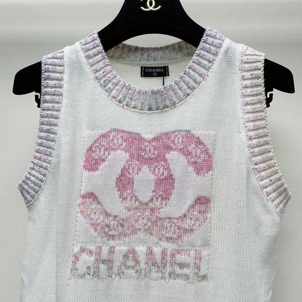 CC CREW NECK SLEEVELESS KNIT TOP 228214