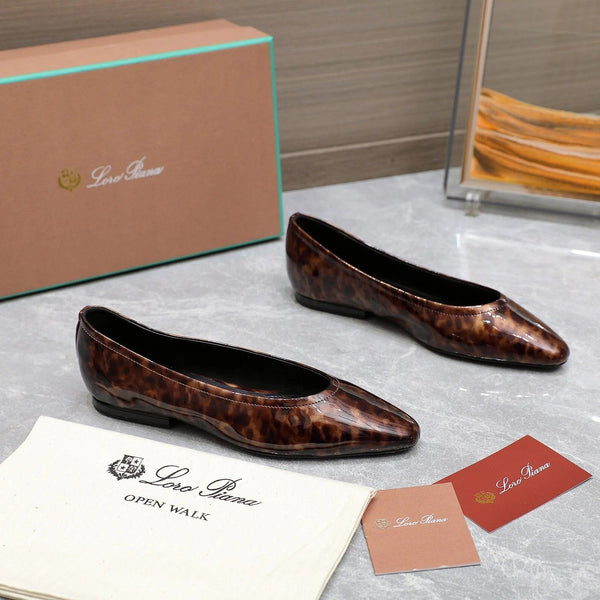 Classic Ballet Shoes In Leopard Print Glossy Leather
