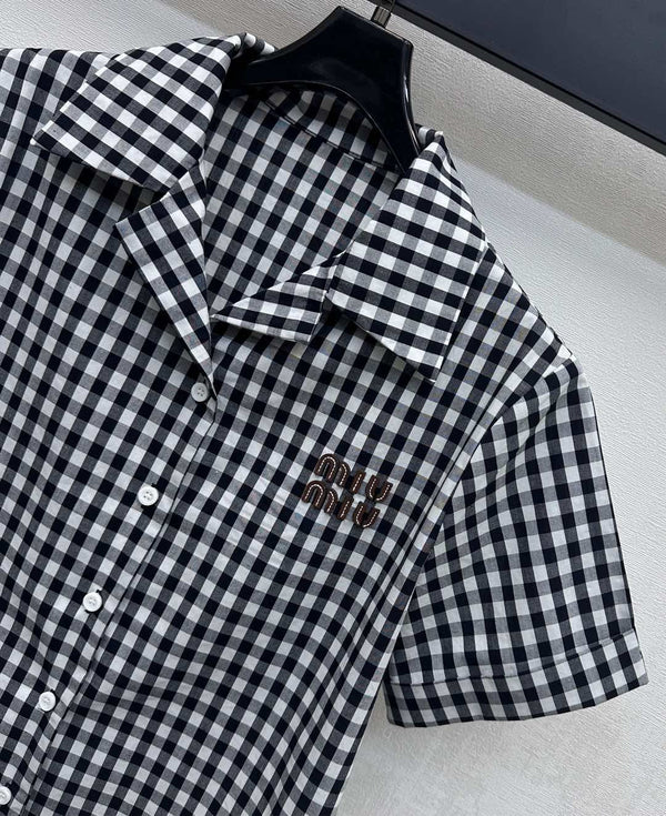 MIU 25S SHORT SLEEVE PLAID SHIRT 264708