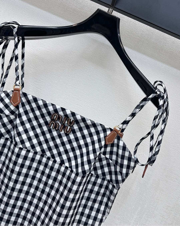 MIU 25S PLAID PINAFORE DRESS 264712