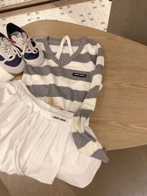 MIUMIU TOP AND SKIRT SET STYLE 443