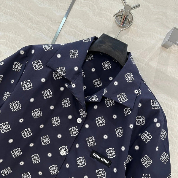 MIUMIU CAMICIA A MANICHE CORTE BLU NOTTE 261480