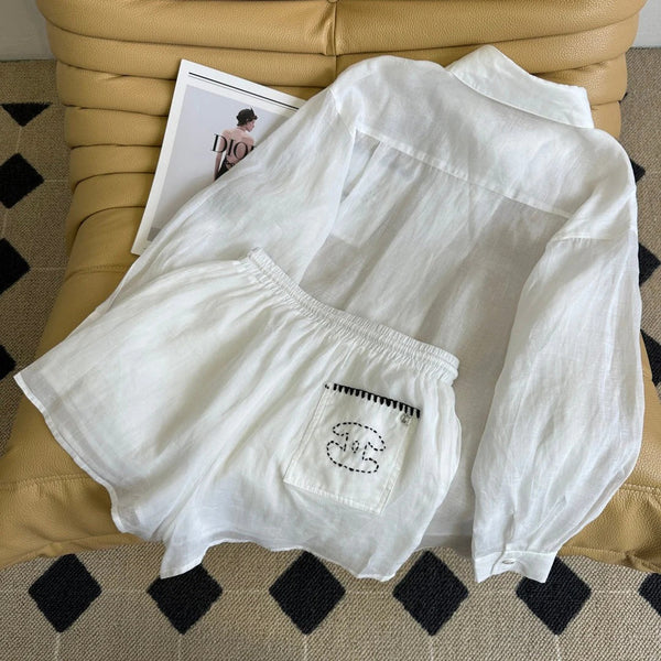 CHANEL SHIRT AND SHORTS SET STYLE 50