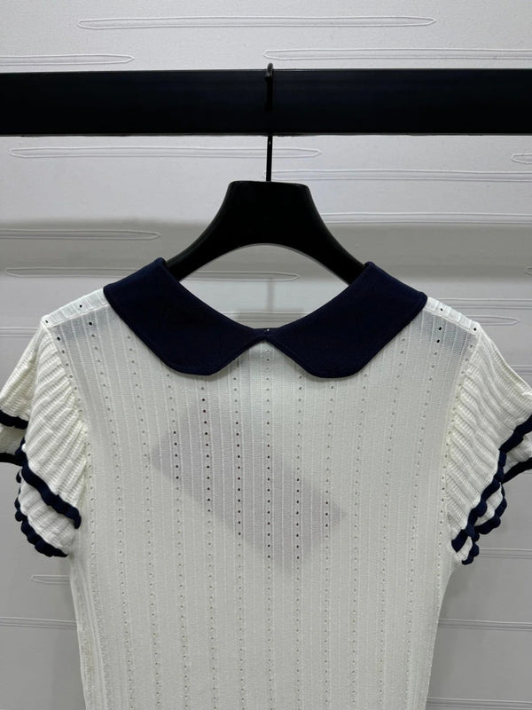 MIUMIU SHORT-SLEEVE PETER PAN COLLAR TOP 274825