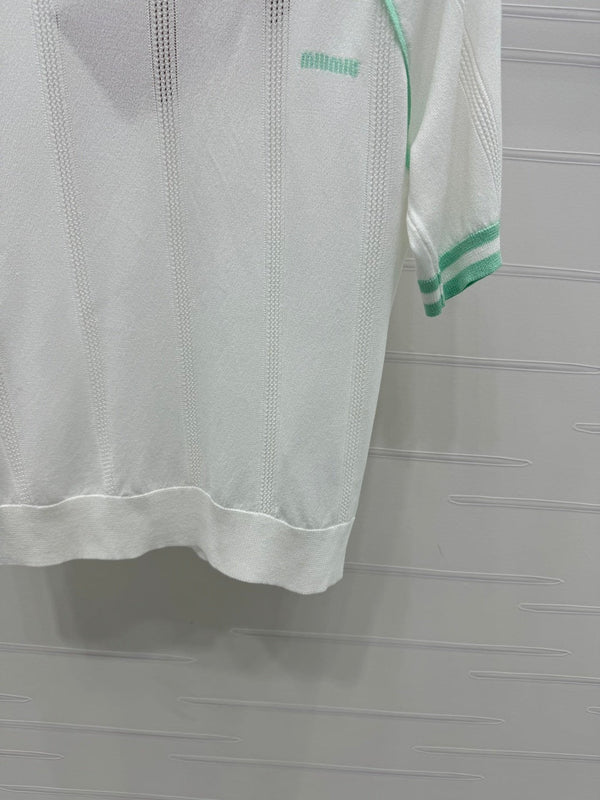 MIU 25S RAGLAN CREW NECK STRIPED KNIT SWEATER 264105