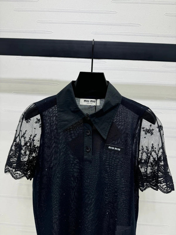 MIU 25S SEE THROUGH COLLAR SHIRT 264112