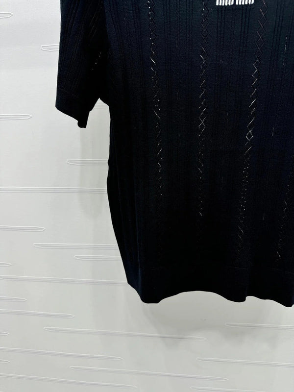 MIU 25S RHINESTONE COLLAR T-SHIRT 264097