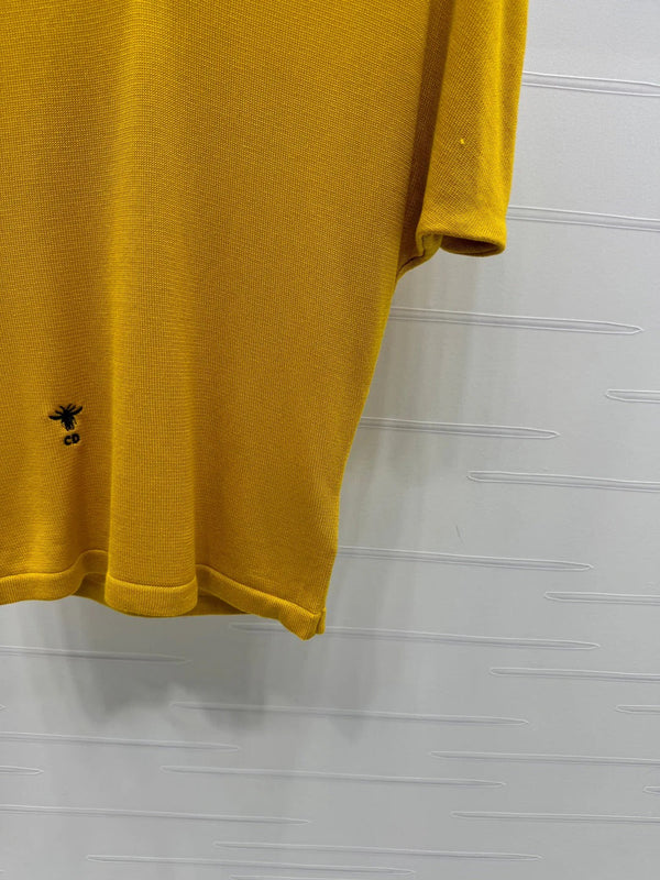 DIOR V-NECK KNITTED SHORT-SLEEVE T-SHIRT YELLOW 274935