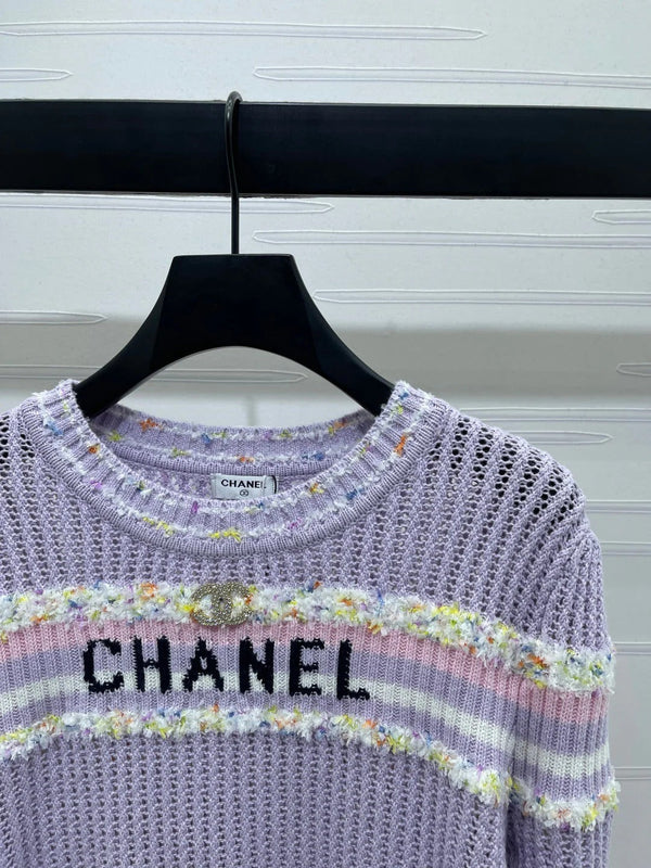 CHANEL 25S LONG SLEEVE OPEN-KNIT SWEATER STYLE 163