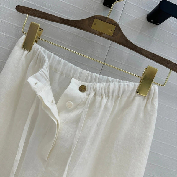 LP STRAIGHT-LEG LINEN PANTS IN WHITE