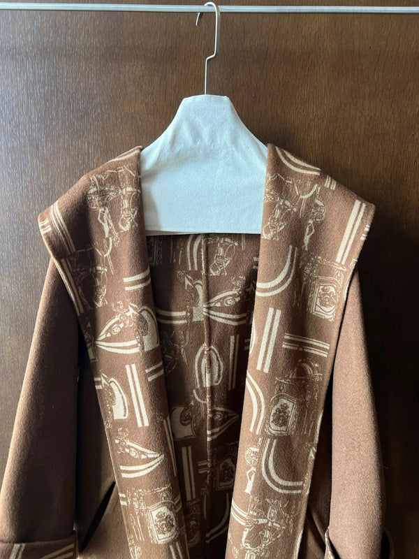 HERMES 25S REVERSIBLE LONG HOODED COAT 046