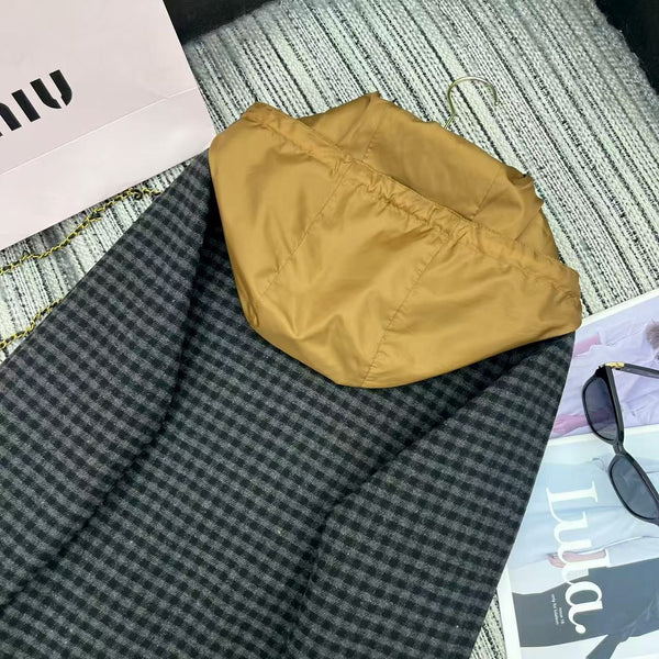 MIUMIU HOODED LONG CHECKED COAT STYLE 30