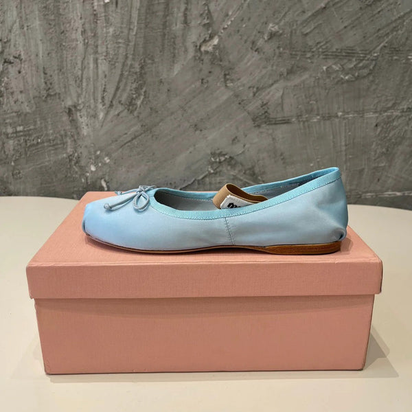 BALLET FLAT SHOES LIGHT BLUE GLOSSY SHEEPSKIN
