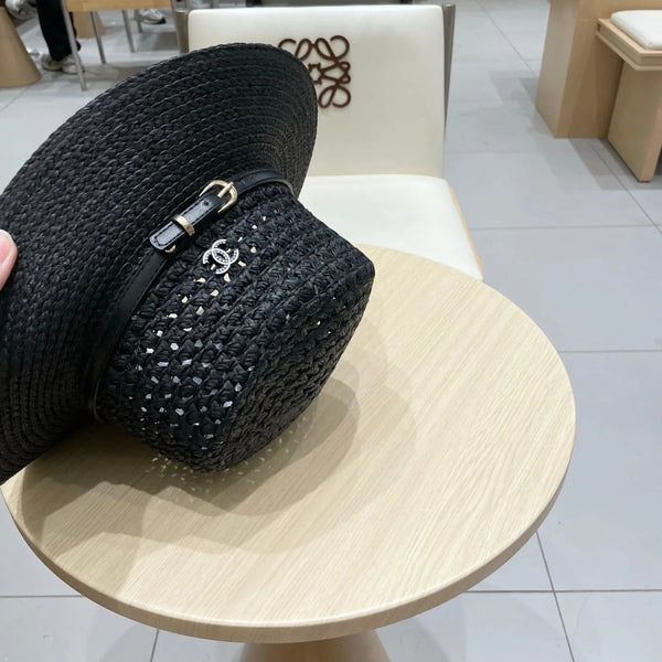 STRAW HAT OPEN WEAVE BLACK 674077