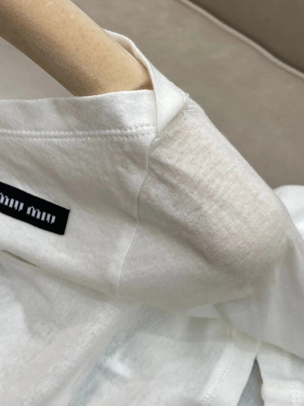 OFF SHOULDER LOGO T SHIRT 25S IN KATUN 266105