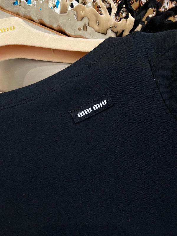 OFF SHOULDER LOGO T SHIRT 25S IN KATUN 266111