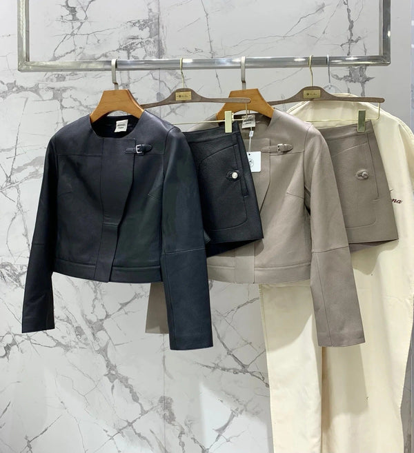 HERMES 25S LEATHER JACKET WITH LEATHER SHORTS