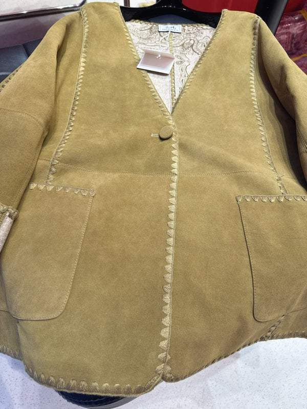 HERMES 25S MIDI SUEDE COAT 162