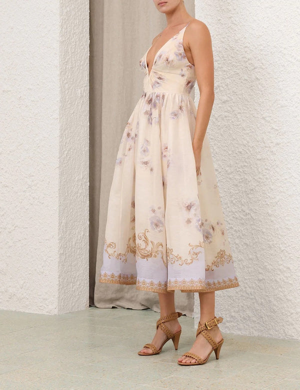 HERMES 25S V-NECK MIDI DRESS 110735