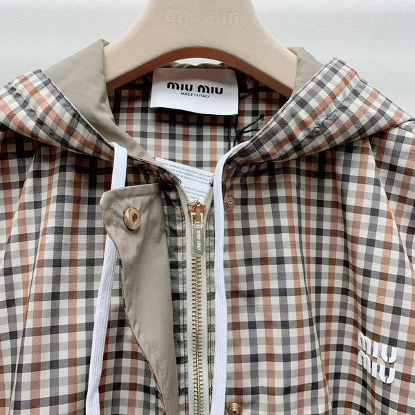 MIUMIU PLAID HOODED JACKET 228063