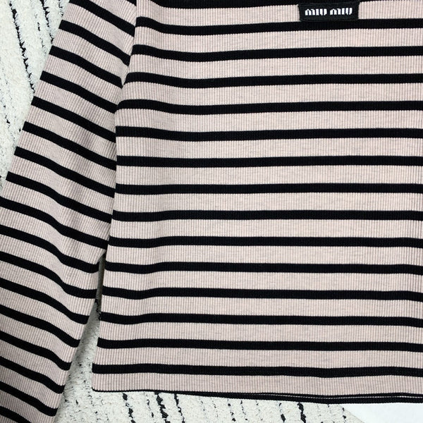 MIUMIU STRIPED KNIT SWEATER WITH CREW NECK 274375