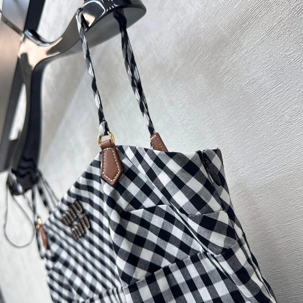 MIU 25S PLAID PINAFORE DRESS 264712