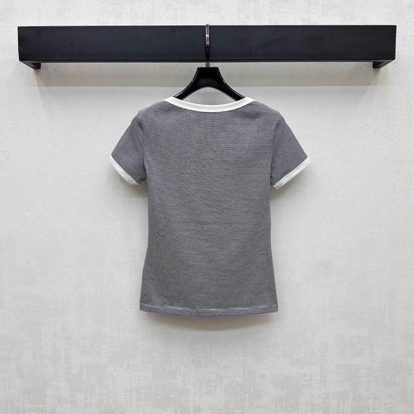 MIUMIU SHORT-SLEEVE STRIPED T-SHIRT 267829