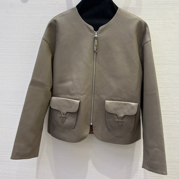 HERMES 25S SHORT LEATHER JACKET 059