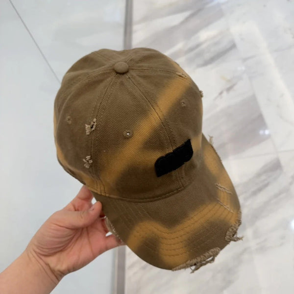MM BASEBALL CAP IN BROWN DISTRESSED FABRIC STYLE 1