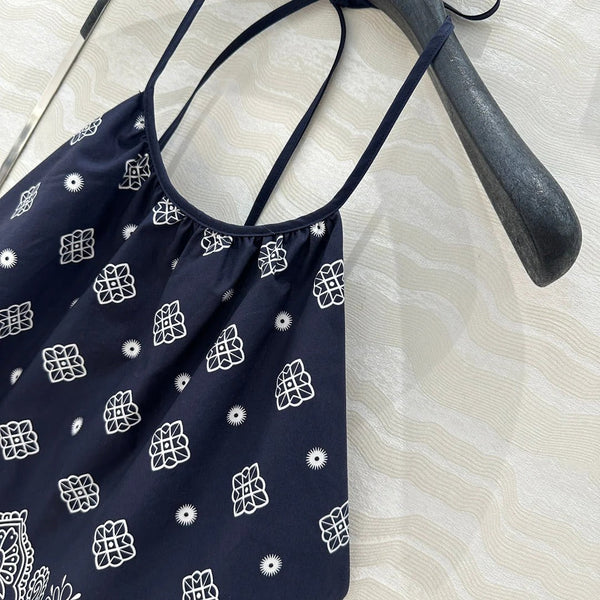 TOP CON SPALLINI SULLA SCHIENA BLU NOTTE MIUMIU